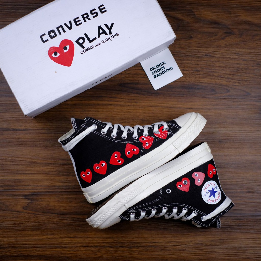 PLAY COMME des GARCONS x Converse Chuck Taylor All Star 70s Hi “Multi Heart”  Black | Shopee Philippines