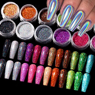 glitter powder nail designs