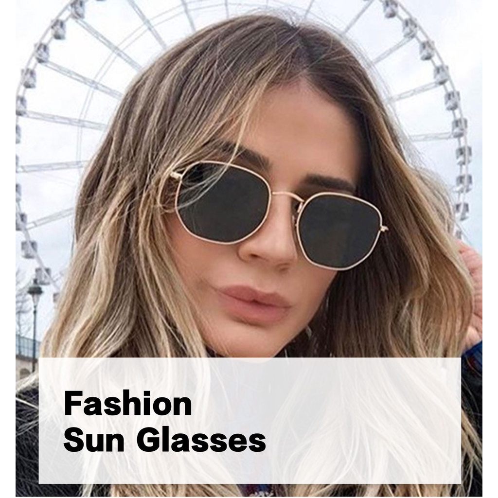 Trend Retro Hexagon Sunglasses Women Men Sun Glasses Metal Frame Unisex Eyewear 