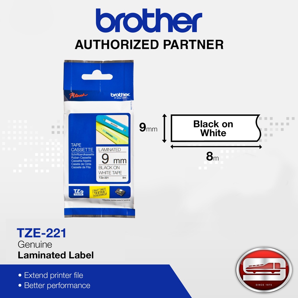 BROTHER TZe221 Labelling Tape 9mm Black on White TZE Tape main image 0