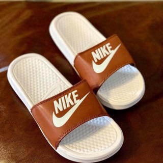 nike slippers brown