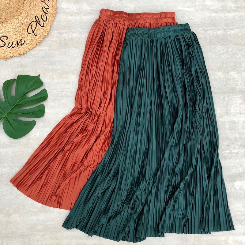 mid length pleated skirts 80 cotton