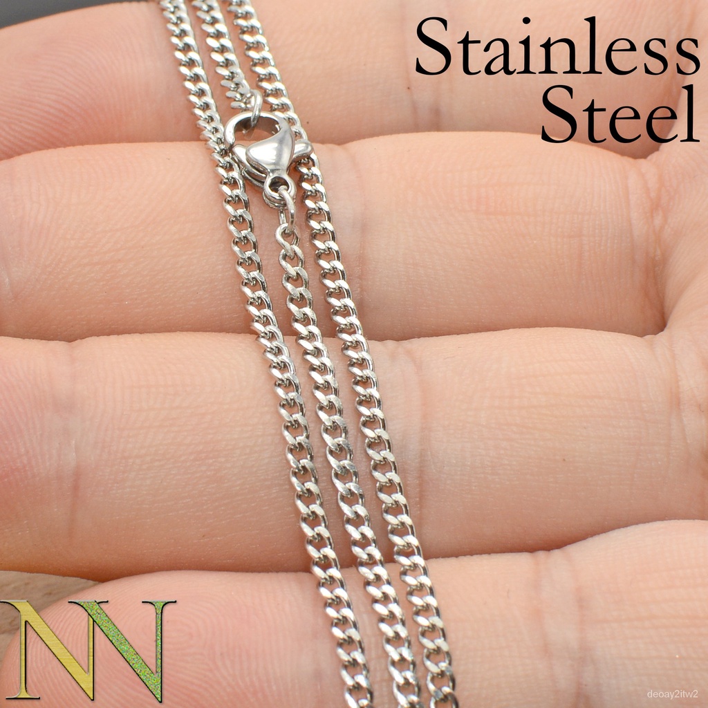 20 Pcs Stainless Steel Necklace Chain, Cuban Curb Link Chain Necklace