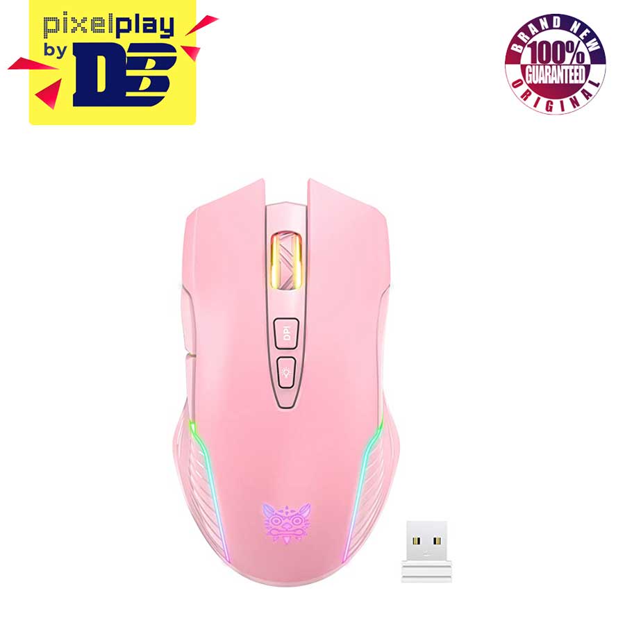 Onikuma CW905 3600 DPI Wireless Gaming Mouse 7 Buttons Design RGB (Pink