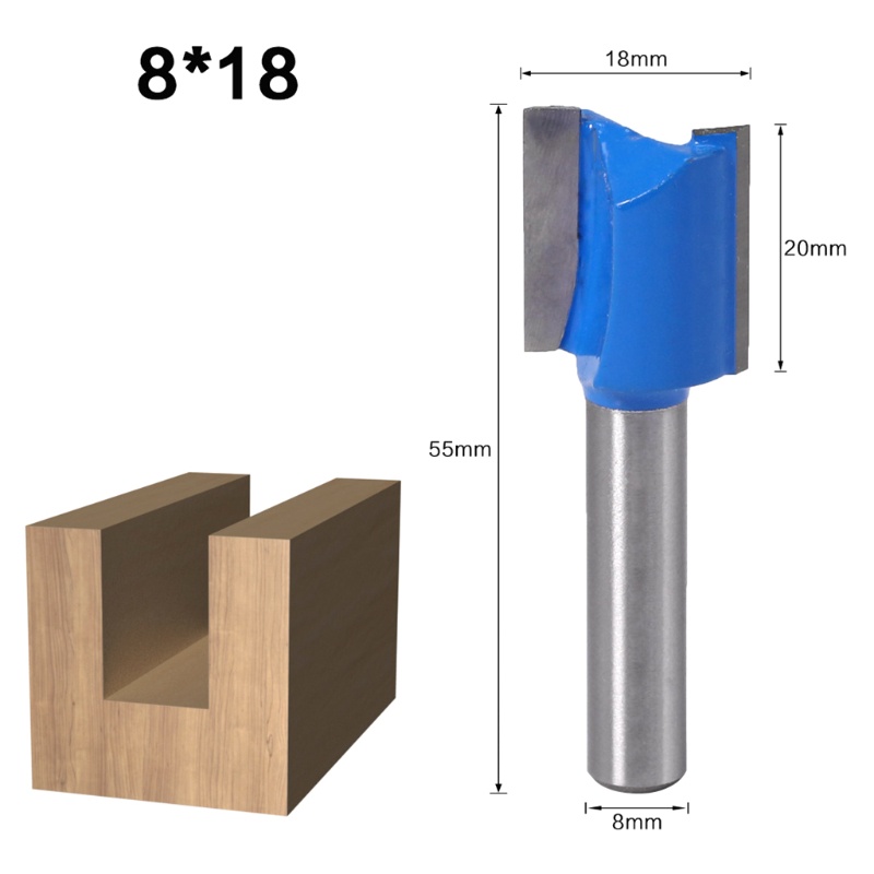 PCF* 7x 8mm Shank Straight Woodworking Router Bit Set Dia 6mm-20mm for Lathe Machine