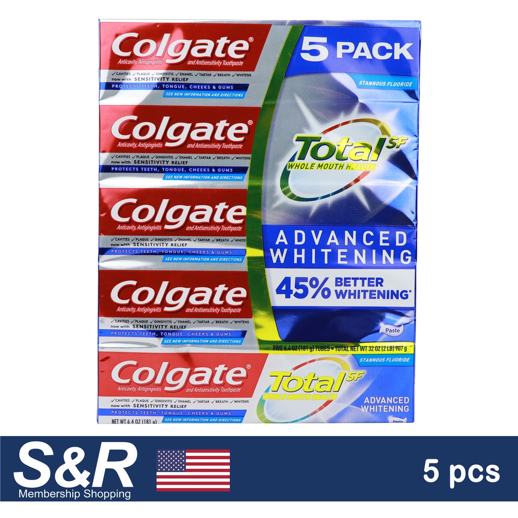 Colgate Total SF Whole Mouth Health Advanced Whitening Toothpaste 5pcs