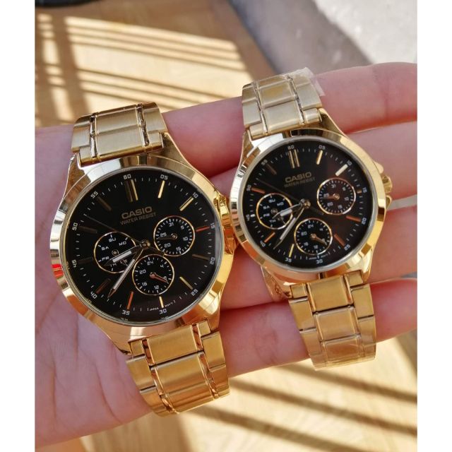 casio couple watch gold
