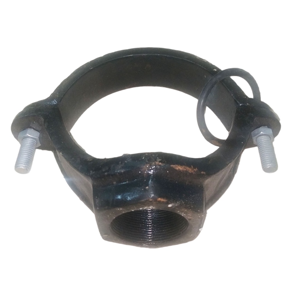 CAST IRON SADDLE CLAMP 4" x 1" FOR WATER DISTRICT ( PRICE PER PIECE