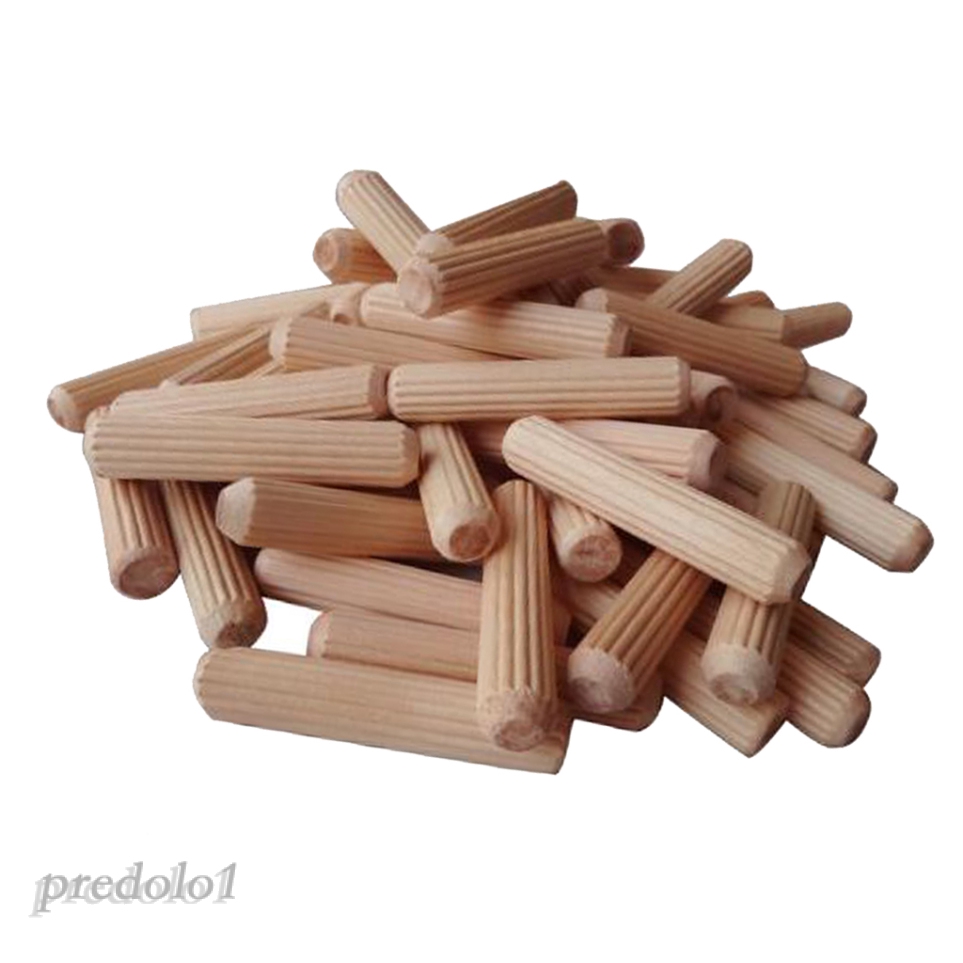100Pcs/Set Wooden Dowels Hard Wood Grooved Plugs Furniture Woodwork