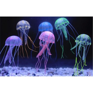 Glowing Effect Fish Tank Decor Aquarium Artificial Silicone Vivid Jellyfish {HDZ} #2