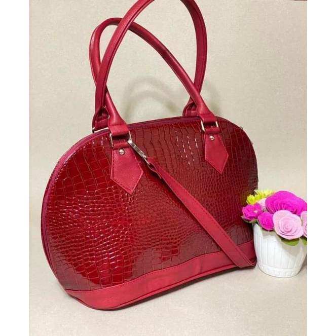 Marikina Bag Shell Croco Matte Red | Shopee Philippines