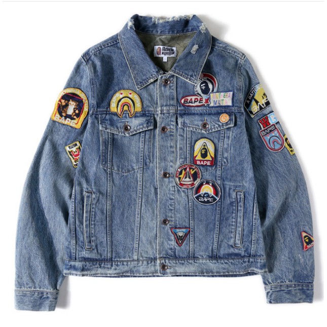 bape denim jacket shark