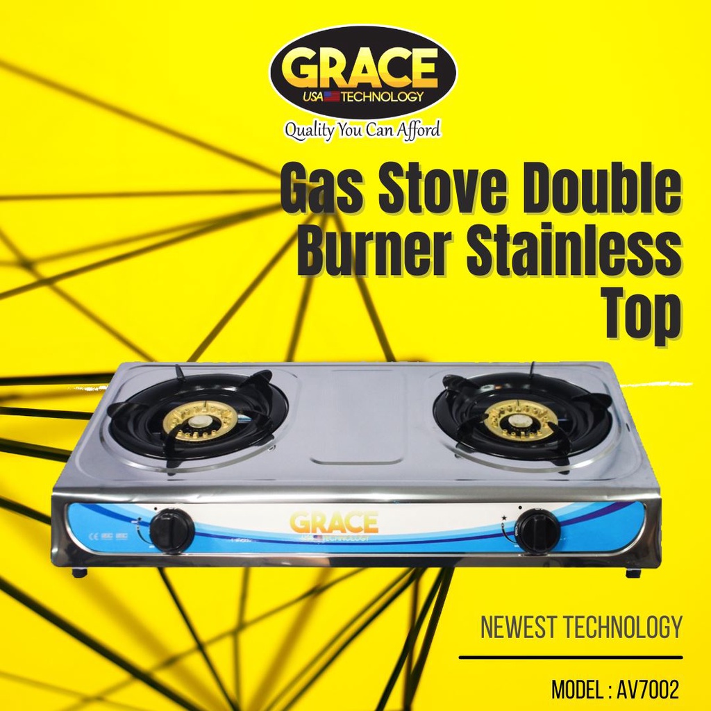 Gas Stove Double Burner Stainless Top AV7002 Newest Technology Heavy