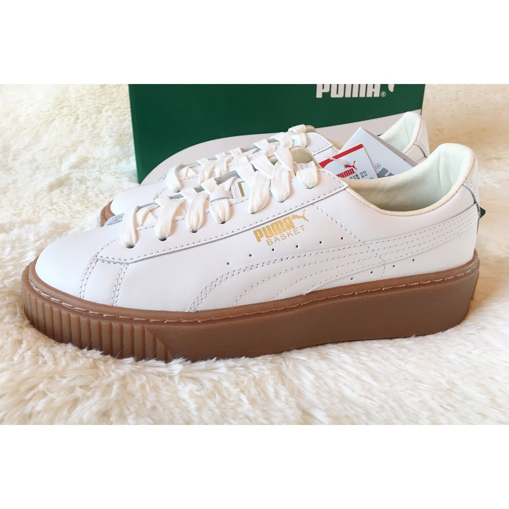 puma suede platform white