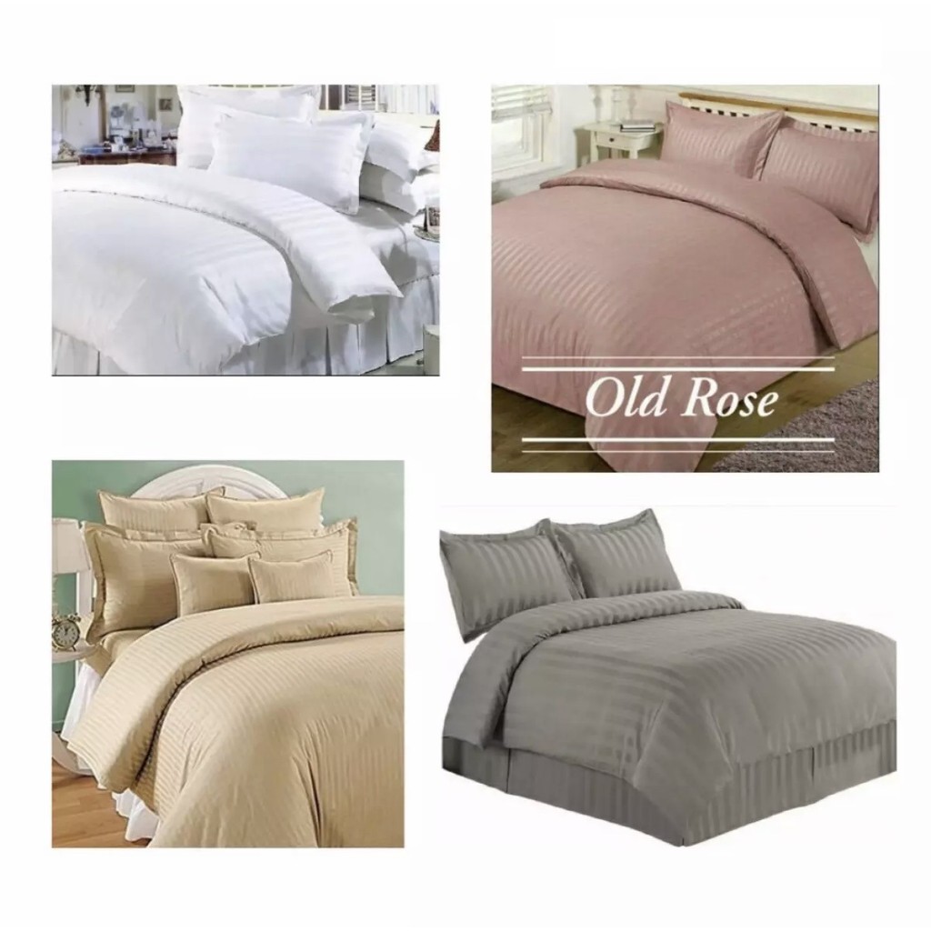 Cotton E27 Stripes Hotel Quality 4 Piece Duvet Quilt Bedsheet Set In