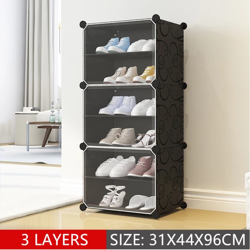 Transparent Shoe Rack Box 3 Layer Dust Proof Drawer Type Screwless Stackable Cabinet Big Size Shopee Philippines