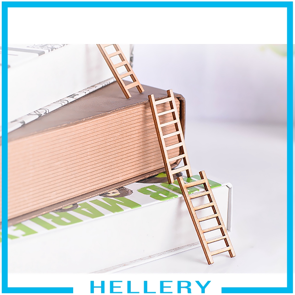 [HELLERY] 10Pcs Miniature Wood Ladders Micro Scenary Landscape Ornaments Home Decor