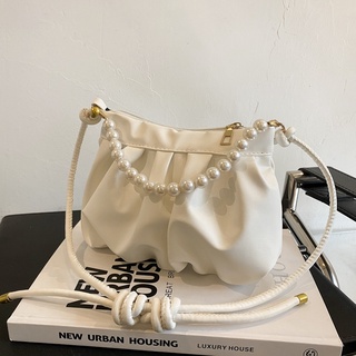 2022 fashion Pearl Decoration Handbag Two Way Crossbody Sling Bucket Bag Elegant cute Shoulde bag