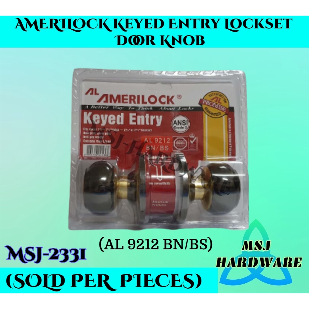 MSJ2331 AMERILOCK Keyed Entry Lockset Door Knob (AL 9212 BN/BS