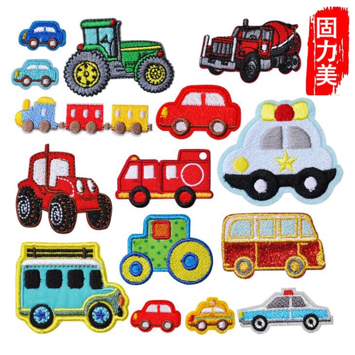 10pc cartoon toy car train truck van school bus ambulance embroidery  ironing on patch | Shopee Philippines