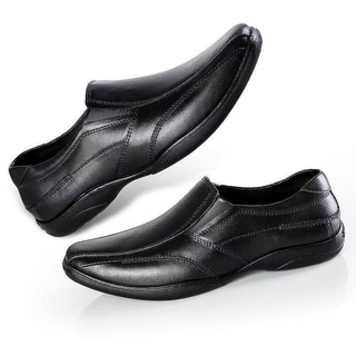 black leather slip on school shoes