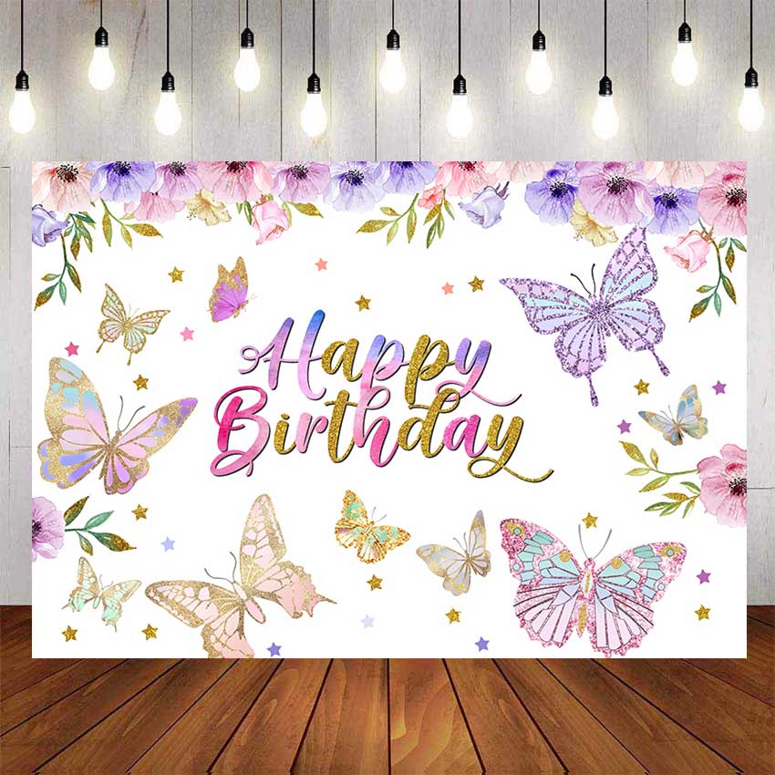 Beautiful Colorful Butterfly Birthday Backdrop For Photography Baby ...