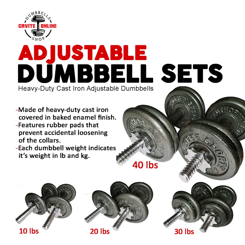 Sports Authority Adjustable Dumbbells Set 10 LBS Solid Steel For Home ...