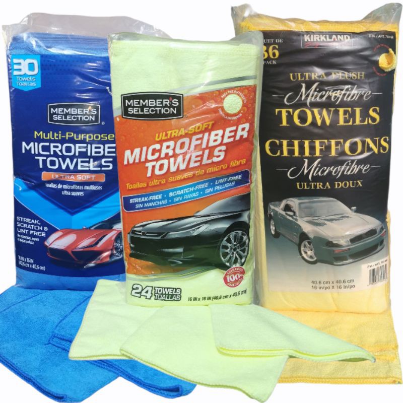 Kirkland Signature Ultra Soft Plush Microfibre Car Towels 40.6cm x 40.6cm 