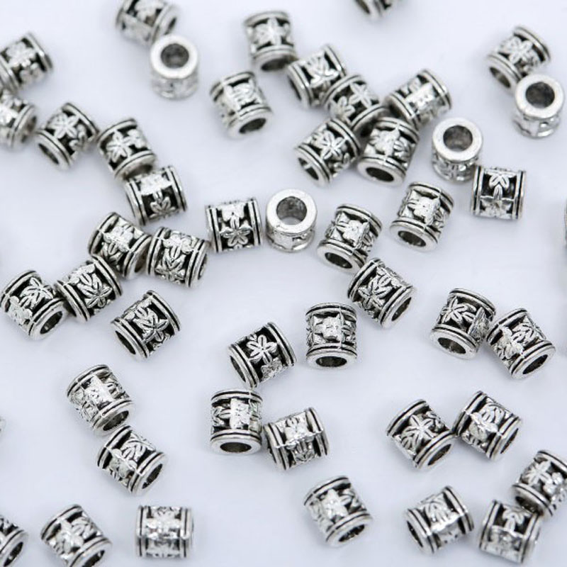 100pcs Charm Metal Beads Tibetan Silver Loose Spacer DIY Jewellery 10x5x5mm 