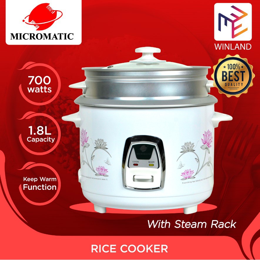 MICROMATIC Original Rice Cooker 1.8L 10 Cups of Rice with Steamer 700watts MRC818D *WINLAND