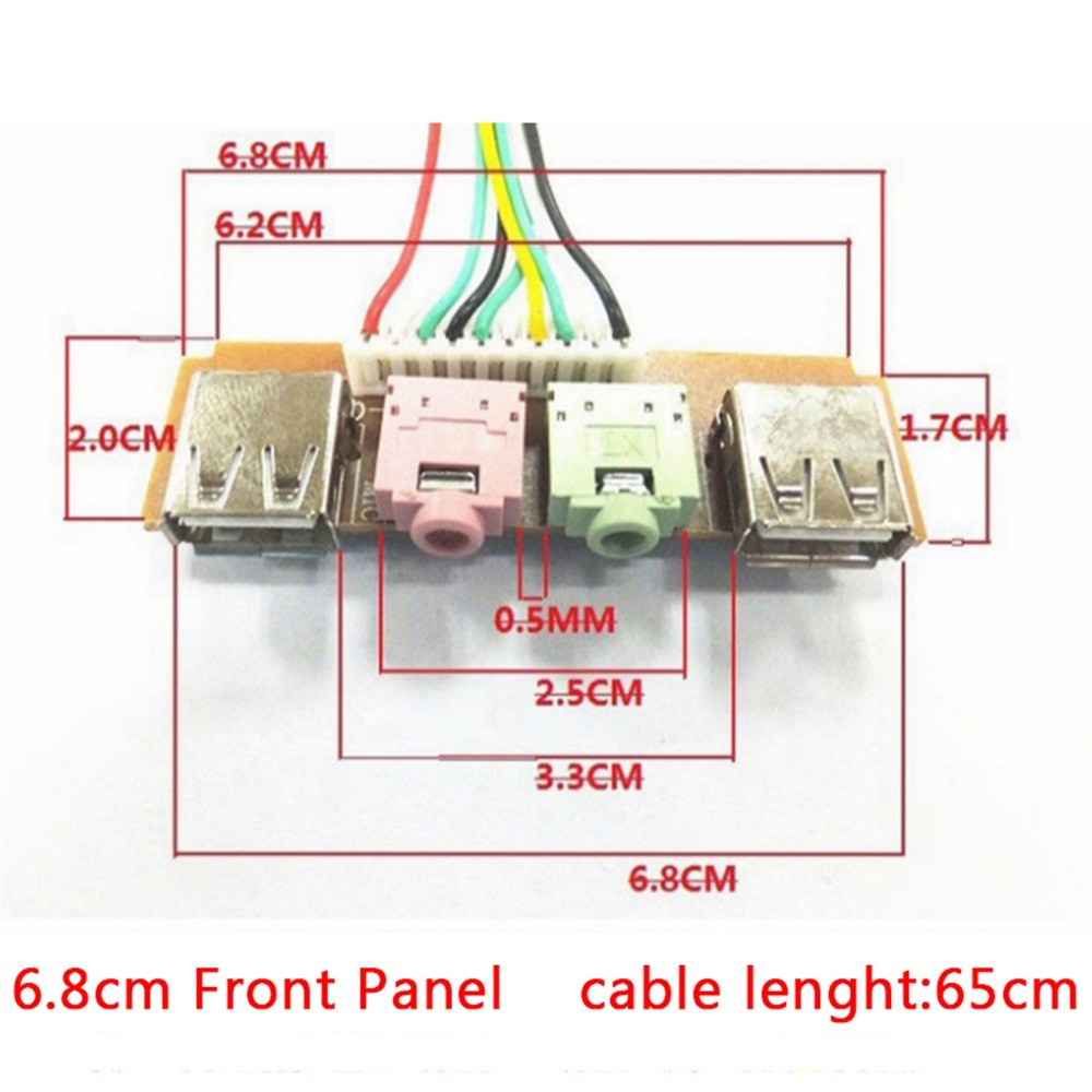 Details about   NEW 2 USB PC Computer Case Front Panel USB Audio Port Mic Earphone Cable 6.8cm