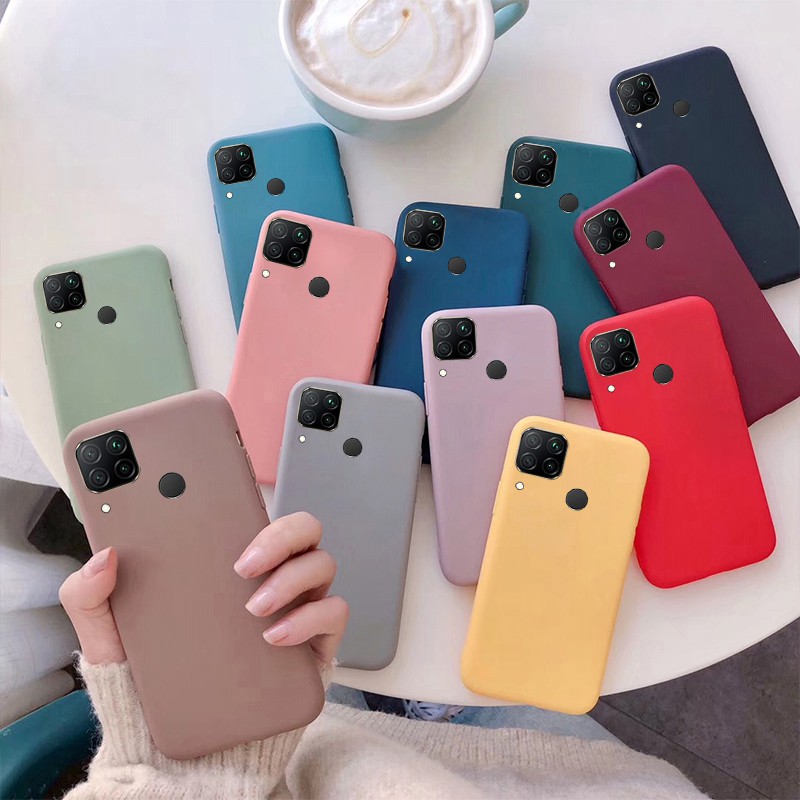 Realme C15 C12 Case Candy Color Soft Silicone TPU Phone Case Realme C12