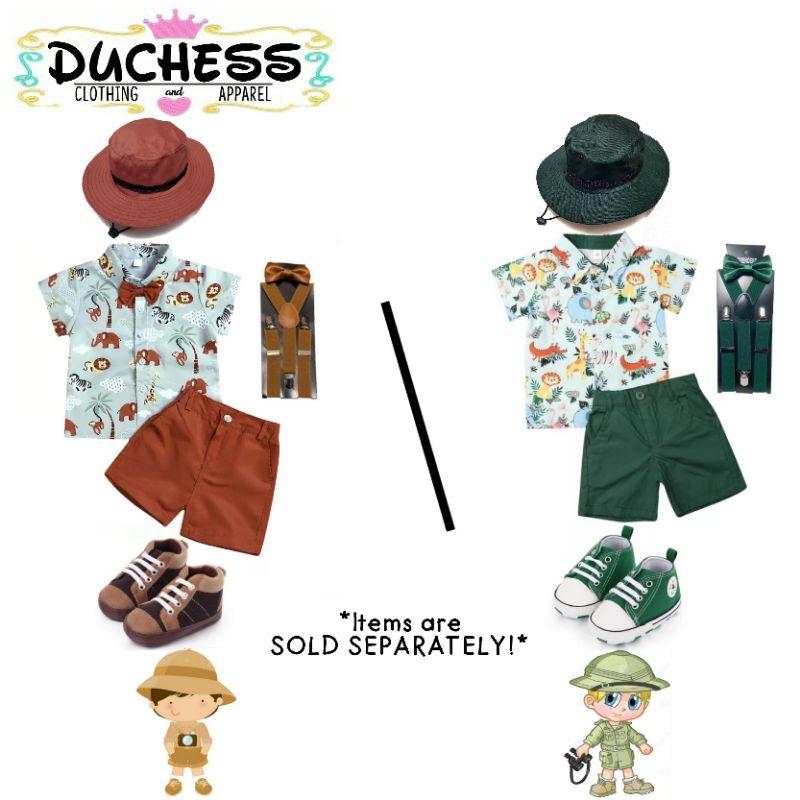 Safari Jungle Baby Boy Costume Kids Shorts Polo Birthday Outfit