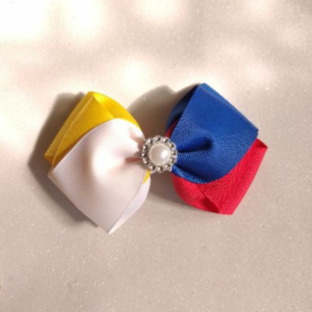 PILIPINAS Philippine Flag Inspired Bow Hairclip or Elastic Headband
