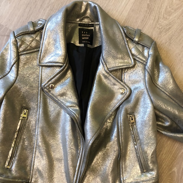 S.. 0L.. lD Silver leather ZARA moto 