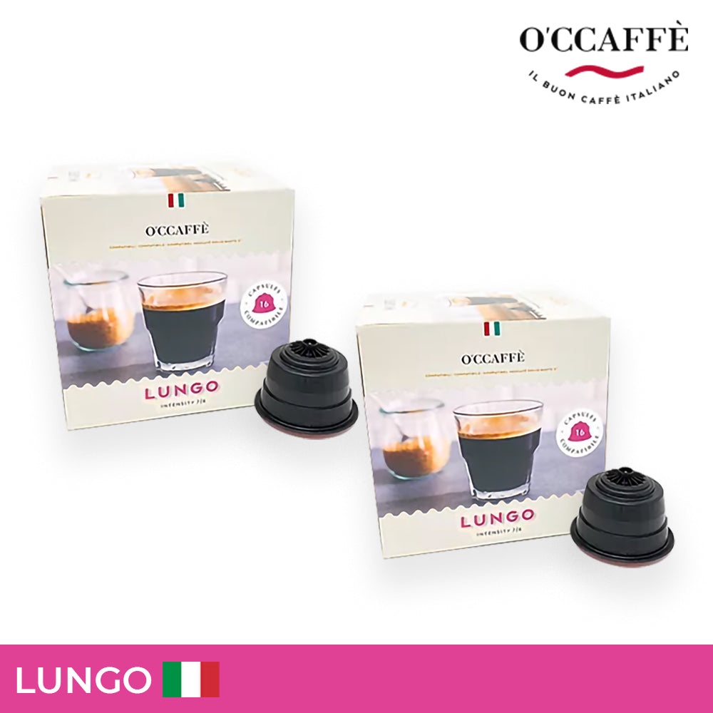 Occaffe Dolce Gusto Compatible Coffee Capsules Lungo 16 Pods, Italy