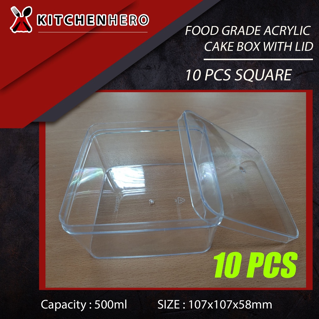 10pcs Acrylic Cake Box ( Square Thin ) Shopee Philippines