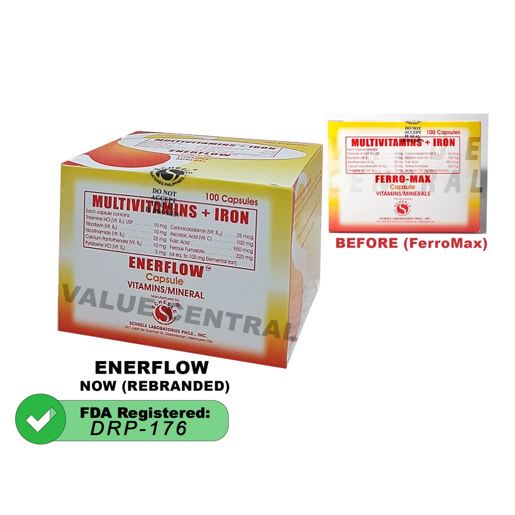 Enerflow (formerly FerroMax) Multivitamins with Iron 100 Capsules