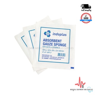 Indoplas Sterile Gauze Pad 4x4 8ply - PER PIECES (1s, 3's, 5's)