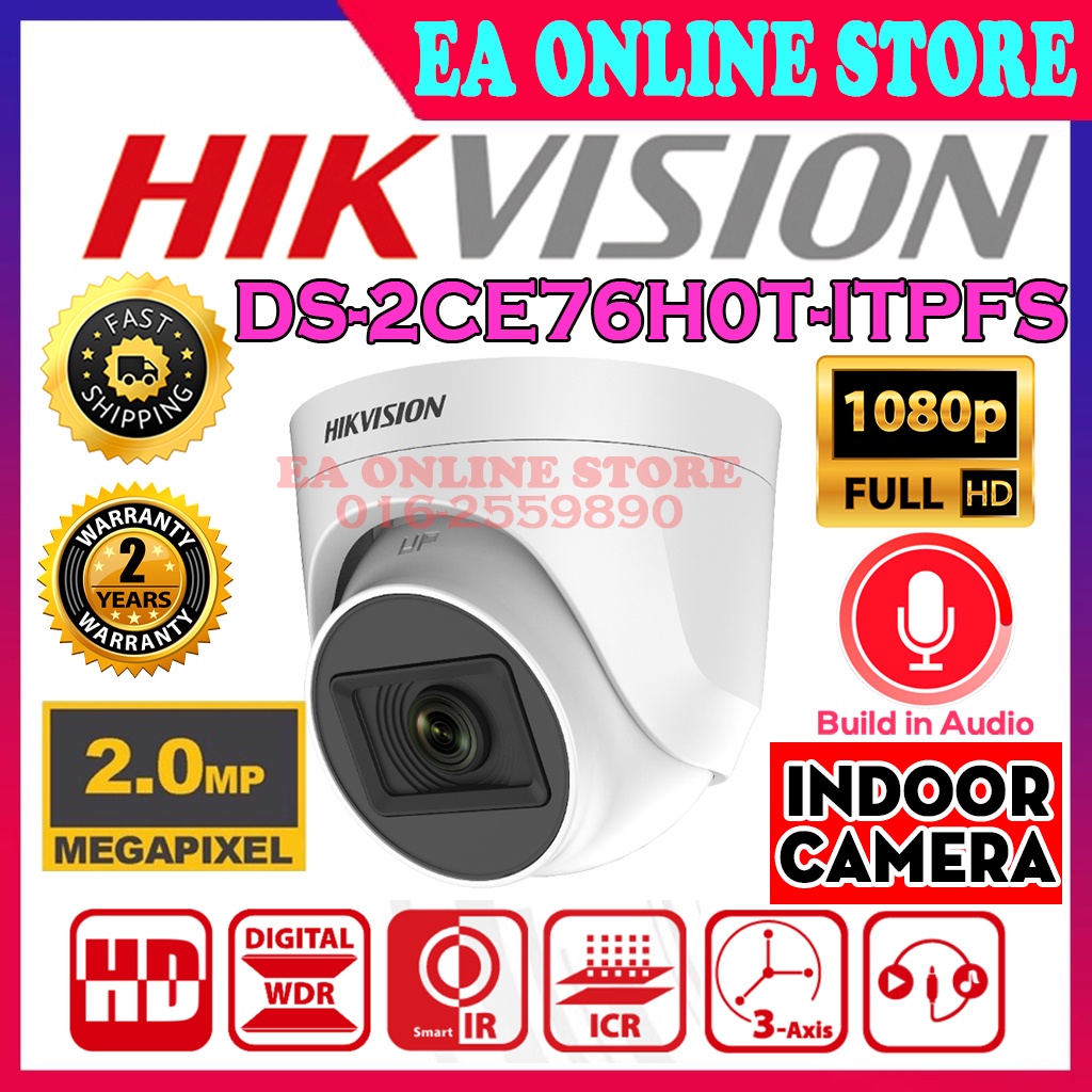 HIK HIKVISION 2.0MP CAMERA WITH MIC DS2CE76D0TITPFS Dome Indoor Full