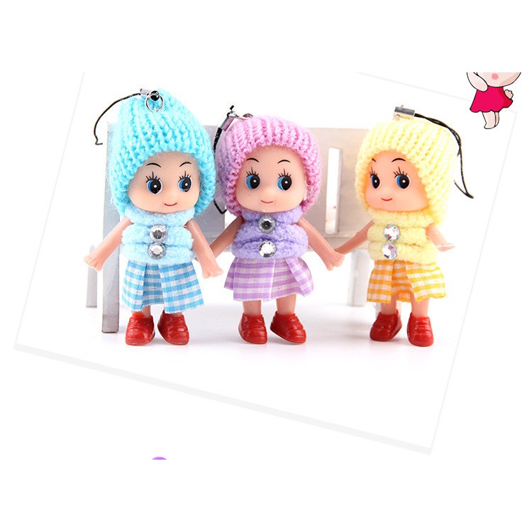 2 Pcs Soft Baby Dolls Interactive Mini Doll Phone Hang Kids Children Toys 8cm TO 