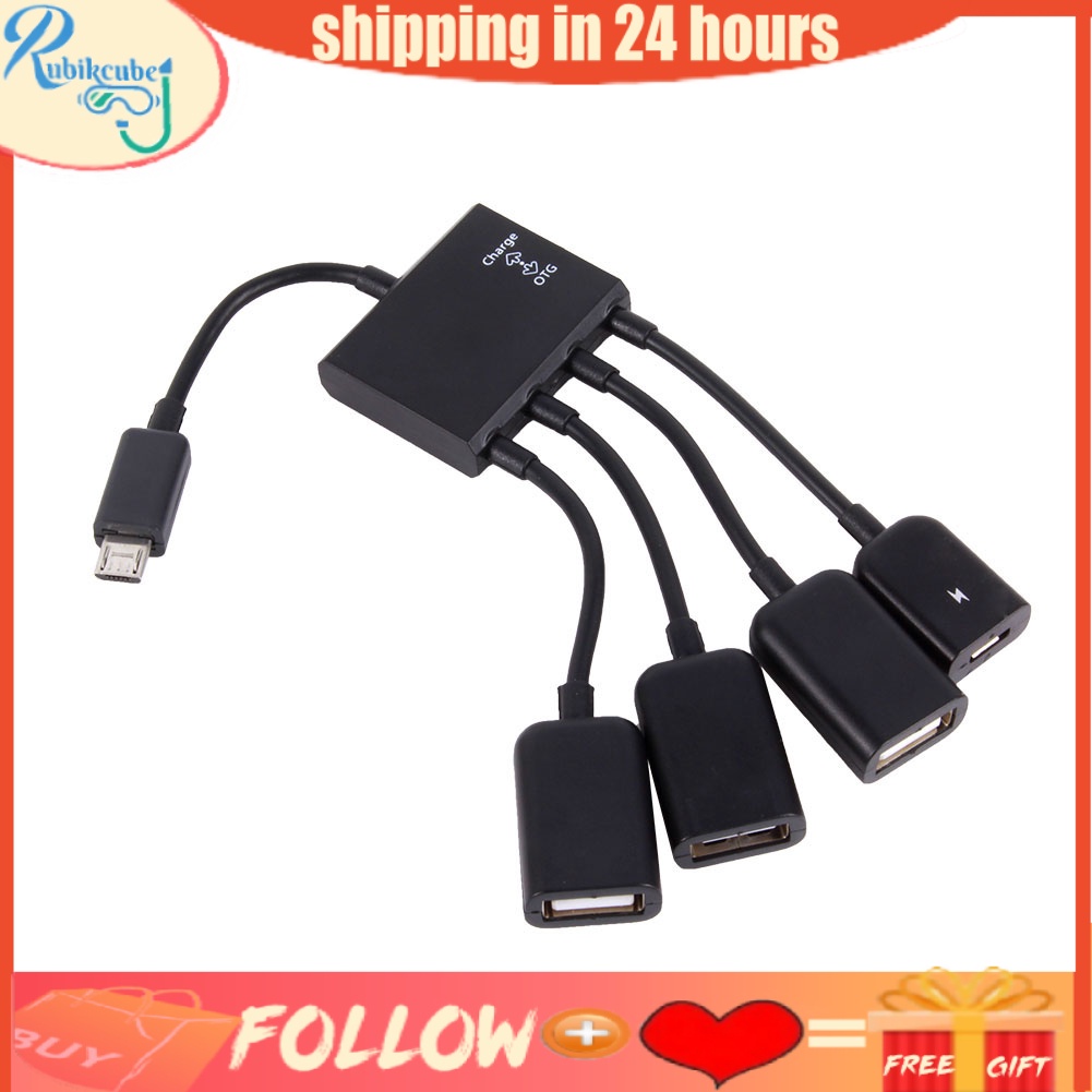 [Ready Stock] 4 Port Micro USB Host OTG Hub Adapter Cable for Android