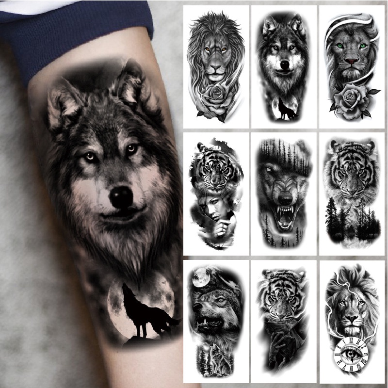 New Supply Animal Half Sleeve Tattoo for Arm Stickers Big Picture Wild Lion  Tiger Wolf Head 1 pcs Temporary Magic Fake Tattoos Stickers Body Art  Suitable for Young People | Shopee Philippines