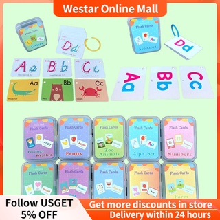 Flash Cards Baby Montessori Preschool English Learning  Educational Alphabet ABC Numbers Toys