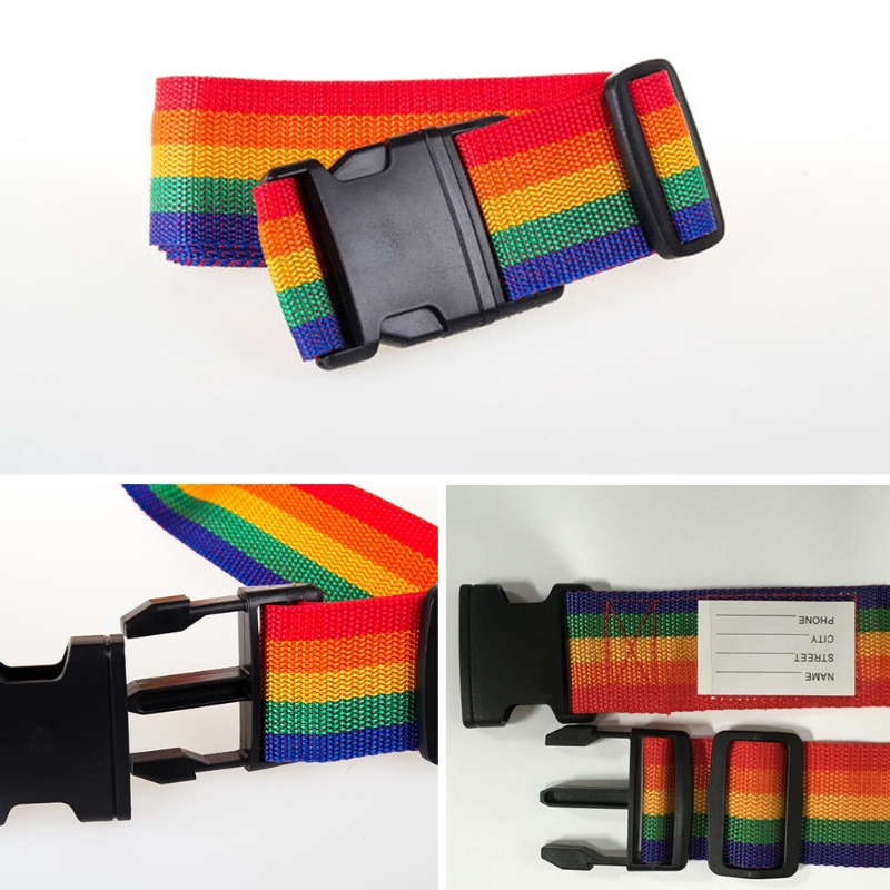 personalised rainbow luggage straps