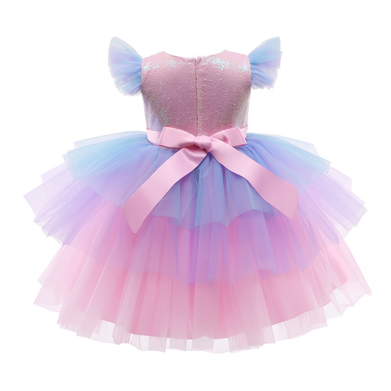 3-10Yrs Girls Rainbow Unicorn Princess Dress Girl Party Dress Tulle ...