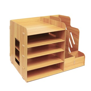 GREENMOON Wooden Desk Organizer, Multi-Functional DIY Pen Holder Box ...