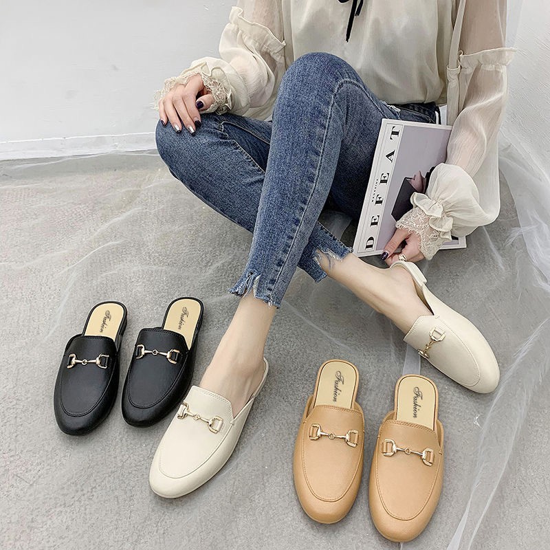 Korean Fashionable design loafer shoes sandals flat for ladies(add one size bigger) Shopee