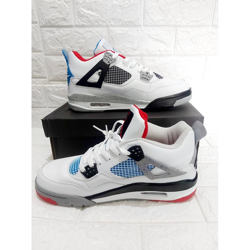 blue red and white jordan 4