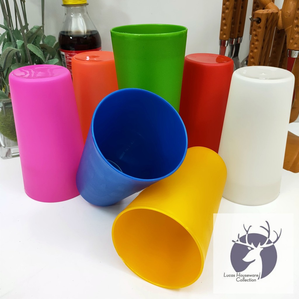 (6 in 1) 12oz PLASTIC TUMBLER / DRINKING TUMBLER / UNBREAKABLE PLASTIC